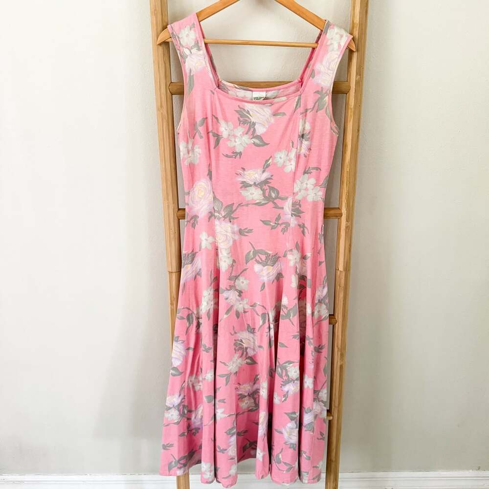 United Colors of Benetton Pink Floral 100% Cotton Sleeveless Midi Dress Size S